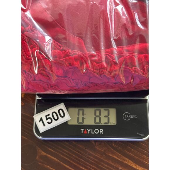 VTG Y2K 2010 Maxi Red Sheer Overlay Dress 12 Ruffle Bust Glam Holiday Party Prom - Picture 14 of 14